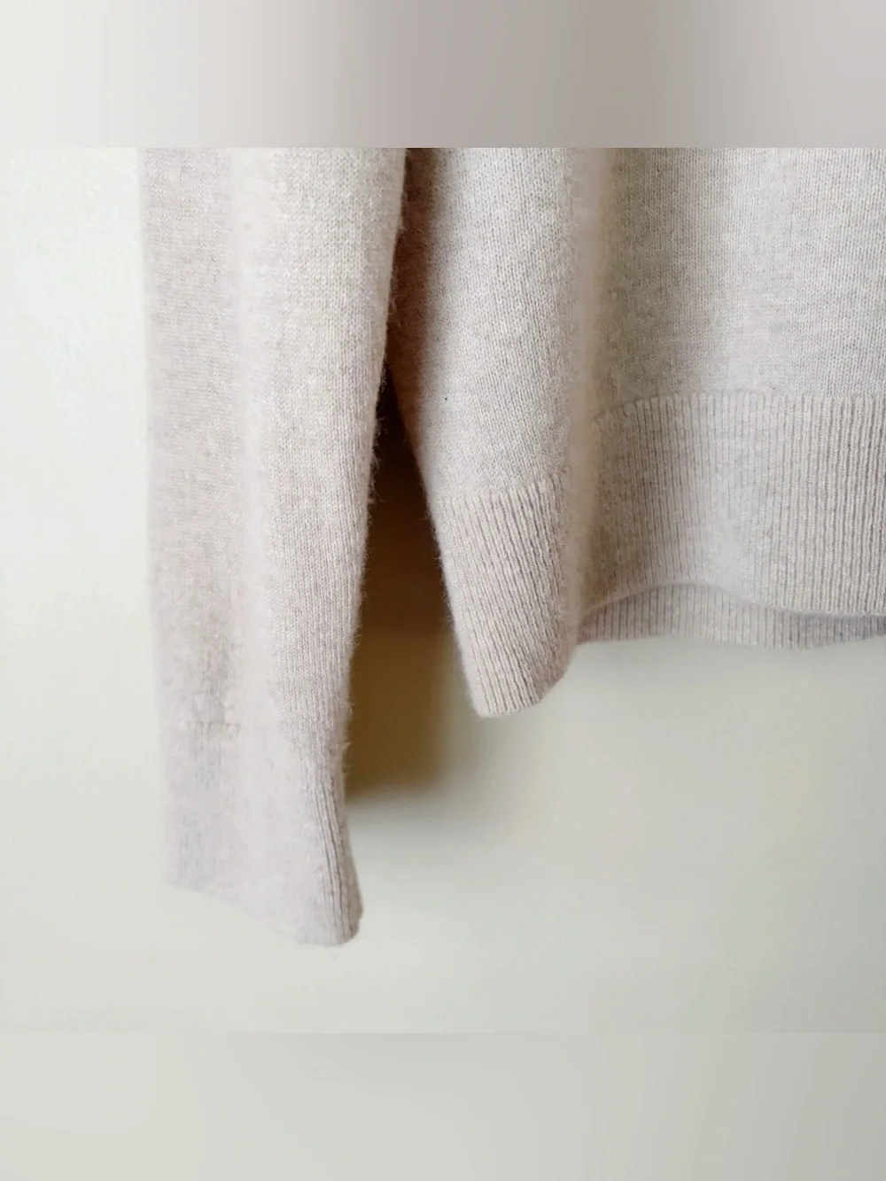 Lands End | 100% Cashmere Pullover Sweater Top Johnny Collar Cream Oatmeal M - Picture 3 of 6